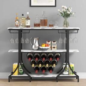 img 3 attached to Modern White Wine Bar Cabinet With Glass Holder And Rack - Perfect For Home Bar Living And Dining Room Storage