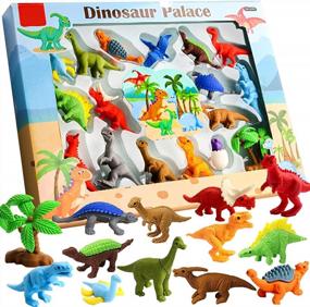 img 4 attached to Ластики-динозавры для настольных домашних животных - забавные ластики-головоломки и игрушки для детей, идеально подходящие для подарков на Рождество и день рождения