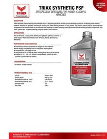 img 1 attached to 🔧 TRIAX Full Synthetic Power Steering Fluid - Honda & Acura Compatible, OEM Grade, Fill for Life - Asian Vehicles (6 Quart Pack)