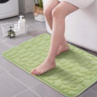 soft and absorbent green memory foam bath mat with non-slip cobblestone design - ultra cozy coral fleece bathroom rug for machine wash and shower - 16"x24" (40x60cm) logo