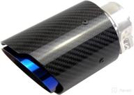 ultimate performance upgrade: kipalm carbon fiber exhaust tip - bolt-on pipe, glossy blue burnt stainless steel muffler - inlet 60mm, outlet 101mm logo