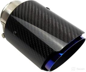 img 3 attached to Ultimate Performance Upgrade: Kipalm Carbon Fiber Exhaust Tip - Bolt-On Pipe, Glossy Blue Burnt Stainless Steel Muffler - Inlet 60mm, Outlet 101mm