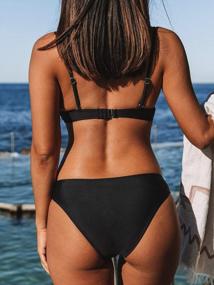 img 3 attached to SEASELFIE Women'S Two-Piece Bikini Swimsuits With Underwire Push-Up Top And High-Cut Bottoms With V-Wire Detailing