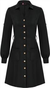 img 4 attached to Women Button Down Shirt Dress Casual Fall Blazer Midi Business Dress With Pockets Black XX-Large