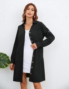 img 1 attached to Women Button Down Shirt Dress Casual Fall Blazer Midi Business Dress With Pockets Black XX-Large