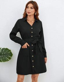 img 3 attached to Women Button Down Shirt Dress Casual Fall Blazer Midi Business Dress With Pockets Black XX-Large