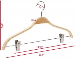 img 3 attached to Set Of 5 ARTALL Wooden Pant Hangers With Two Clips - Durable, Natural Finish Closet Organizer