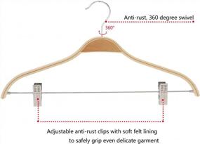 img 2 attached to Set Of 5 ARTALL Wooden Pant Hangers With Two Clips - Durable, Natural Finish Closet Organizer