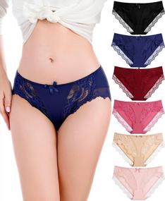 img 4 attached to Flaunt Your Style With Kingfung'S Sexy Lace Hipster Panties - Seamless Bikini Briefs For Women