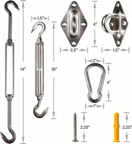 img 3 attached to Amgo Heavy Duty Sun Shade Sail Hardware Kit - 40 PC Rectangle/ Square Canopy Installation Set With 10-Inch Anti-Rust 316 Stainless Steel Turnbuckles