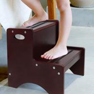hajack brown wooden toddler step stool with safety non-slip mats and handle - ideal for bathroom, potty training, kitchen, and bedroom use logo
