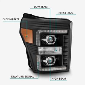 img 3 attached to Upgrade Your Truck With AlphaRex Black Super Duty LED Headlights - DRL/Signal Seq. & Dual Tube Design For 11-16 F250/F350/F450/F550