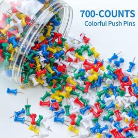 img 3 attached to 700 разных полупрозрачных кнопок для большого пальца от MROCO - идеально подходят для досок объявлений, карт, а также для дома или офиса - остроконечные пластиковые кнопки ярких цветов