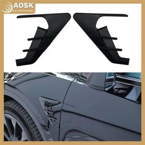 img 4 attached to 🚘 AOSKonology Tesla Model Y Turn Signal Cover: Side Fender Vents with Side Camera Protection, Autopilot 2.0-3.0 Accessory in Matte Black