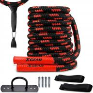 xgear heavy battle rope, exercise training rope with anchor strap, wall hanger kit-100% poly dacron workout rope/undulation ropes for full body strength training - 1.5" dia, 30/40/50ft logo
