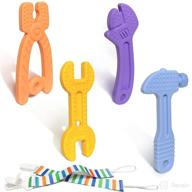 🔧 yosvge baby teething toys: soft-textured silicone teether molars for 0-6, 6-12 months infants – freezable and chewable – pacifier clips included – hammer wrench spanner pliers shape – boys and girls logo