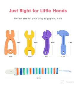 img 3 attached to 🔧 Yosvge Baby Teething Toys: Soft-Textured Silicone Teether Molars for 0-6, 6-12 Months Infants – Freezable and Chewable – Pacifier Clips Included – Hammer Wrench Spanner Pliers Shape – Boys and Girls