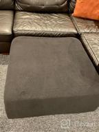 img 1 attached to Transform Your Sofa: High-Quality Ottoman And Seat Cushion Slipcover - Fits L-Shaped And Chaise Part Covers - Stretchy And Soft - Black - 56"-75" Length review by Tonya Young