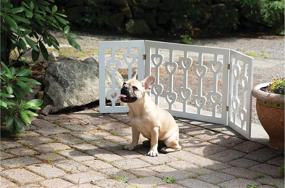 img 2 attached to 🐾 Freestanding Tri Fold Durable Wooden Dog Fence - Zoogamo 3 Panel White Wooden Hearts Design Pet Gate for Doorways, Stairs, Indoor/Outdoor Use