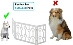 img 1 attached to 🐾 Freestanding Tri Fold Durable Wooden Dog Fence - Zoogamo 3 Panel White Wooden Hearts Design Pet Gate for Doorways, Stairs, Indoor/Outdoor Use