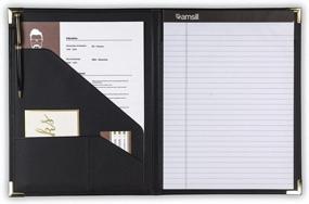 img 3 attached to Samsill Classic Business Padfolio, Executive Portfolio, черная искусственная кожа, латунные уголки, органайзер для резюме, вмещает блокнот 8,5 X 11 дюймов, петля для ручки