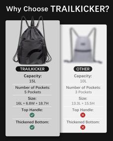 img 2 attached to Men'S & Women'S Water Resistant Drawstring Backpack Sports Sackpack Gym Bag With Pockets - TRAILKICKER