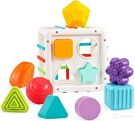 🔢 montessori educational toys for 1-2 year olds: colorful cube baby sorter toy, 10-piece multi-sensory shape sorting set, sensory bin for toddlers - ideal baby toys 12-18 months, perfect gift for preschool learning логотип