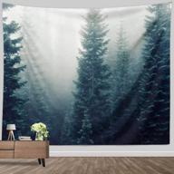 misty winter forest tapestry: extra large wall hanging for nature-themed room decor logo