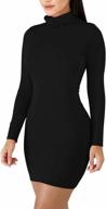 women's sexy turtleneck bodycon mini dress - cailami long sleeve club style logo