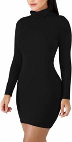 img 4 attached to Женское сексуальное облегающее мини-платье с высоким воротником - клубный стиль Cailami с длинными рукавами