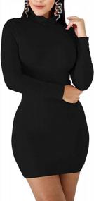img 1 attached to Women'S Sexy Turtleneck Bodycon Mini Dress - Cailami Long Sleeve Club Style
