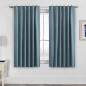 img 4 attached to Stone Blue Blackout Curtains: Thermal Insulated Window Treatment Panels For Living Room And Bedroom - Room Darkening Drapes With Back Tab/Rod Pocket - 52 X 63 Inch, Set Of 2 Panels By H.VERSAILTEX