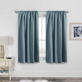img 3 attached to Stone Blue Blackout Curtains: Thermal Insulated Window Treatment Panels For Living Room And Bedroom - Room Darkening Drapes With Back Tab/Rod Pocket - 52 X 63 Inch, Set Of 2 Panels By H.VERSAILTEX