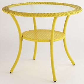 img 3 attached to BrylaneHome Roma Всепогодный плетеный стол для бистро из смолы Мебель для патио, лимонно-желтый