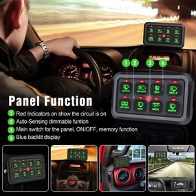 img 1 attached to 8-Gang Switch Panel With Universal Circuit Control, Dimmable LED Light & Auxiliary Switches For Truck/Boat/Jeep - Green Backlit