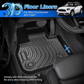 img 3 attached to 🚗 Cartist Custom Fit All Weather Floor Mats for Mini Countryman 2017-2022 - Front & 2nd Row TPE Floor Liners