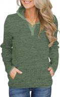 👚 romanstii women's casual fleece color block sweatshirt: long sleeve lightweight 1/4 button pullover tunic tops with pockets logo