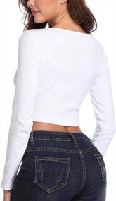 img 2 attached to Chic And Flattering: FENSACE Women'S Long Sleeve Crop Top With Button Detailing