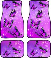 🦋 crystal purple butterflies print toaddmos universal car floor mats - 4-piece full set for suvs, vans, sedans, trucks - front & rear fit logo