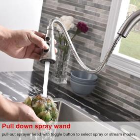 img 1 attached to Lead-Free Modern Commercial Brushed Nickel Stainless Steel Single Handle Pull Down Sprayer Spring Kitchen Sink Faucet, Pull Out Kitchen Faucets With Deck Plate