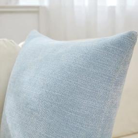 img 2 attached to Anickal Pillow Covers 18X18 Inch Set Of 2 Pale Blue Decorative Throw Pillow Covers Square Accent Cushion Case For Couch Sofa Living Room Farmhouse Home Decoration