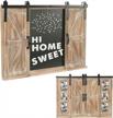 multi-functional rustic wooden chalkboard and photo frame with barn door - perfect wall décor for kitchen, living room and entryway logo