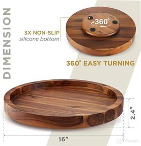 img 3 attached to 🔄 RABAHA 16 inch Lazy Susan Organizer: Acacia Wood Turntable for Cabinet, Pantry & Countertop Storage - Kitchen Food Bins Container & Table Organization Solution