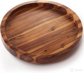 img 4 attached to 🔄 RABAHA 16 inch Lazy Susan Organizer: Acacia Wood Turntable for Cabinet, Pantry & Countertop Storage - Kitchen Food Bins Container & Table Organization Solution