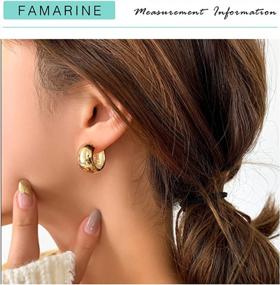 img 3 attached to Stylish And Chic Small Chunky Thick Hoop Earrings For Women And Men - Perfect Huggie Earrings In 14K Gold Plated Finish By FAMARINE
