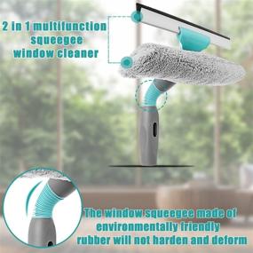 img 3 attached to 🪟 Squeegee for Window Cleaner: 2 in 1 Stainless Steel Cleaning Tool with Telescopic Handle - Perfect for Indoor/Outdoor Glass Cleaning, Two Pads Included