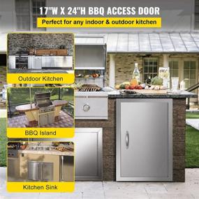 img 3 attached to Mophorn Stainless Steel BBQ Access Door For Outdoor Kitchen Cabinets And Grill Stations - Vertical Single Door, 17W X 24H Inch