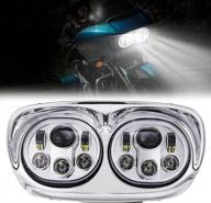 oxmart motorcycle dual led projector headlight lamp with angle eye for harley davidson road glide 2004-2014 fltr logo