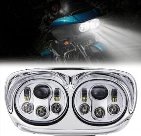 img 4 attached to OXMART Motorcycle Dual LED Projector Headlight Lamp With Angle Eye For Harley Davidson Road Glide 2004-2014 FLTR