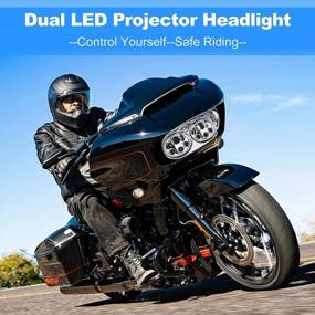 img 3 attached to OXMART Motorcycle Dual LED Projector Headlight Lamp With Angle Eye For Harley Davidson Road Glide 2004-2014 FLTR